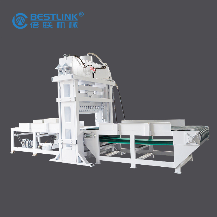 200ton splitting force stone cutting machines with roller and belt conveyor