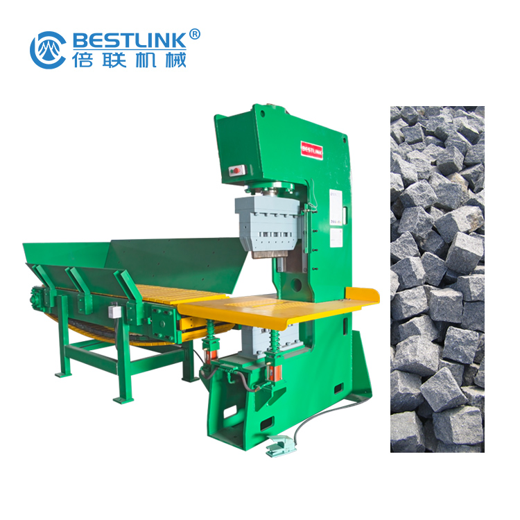 The most mature and popular model BRT70T hydraulic splitting machine for max. stone splitting sizes in 400*350mm, with steel track conveyor, the classic type of splitting system for natural face grani