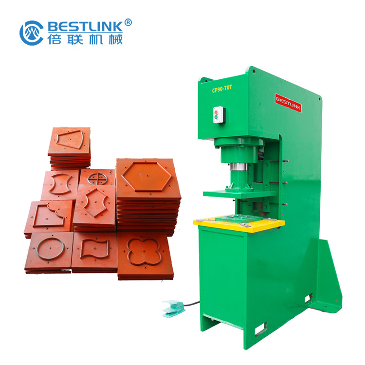 Turning the waste stone slabs into valuable tiles, more than 45 shapes, with stamping / pressing and cutting function.