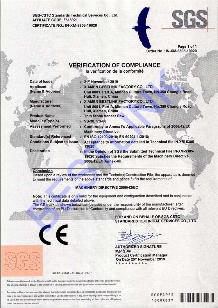 CE For mighty stone saw 2019